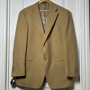 Lands' End 100% Camel Hair Tan Blazer Classic Timeless Sophisticated Style